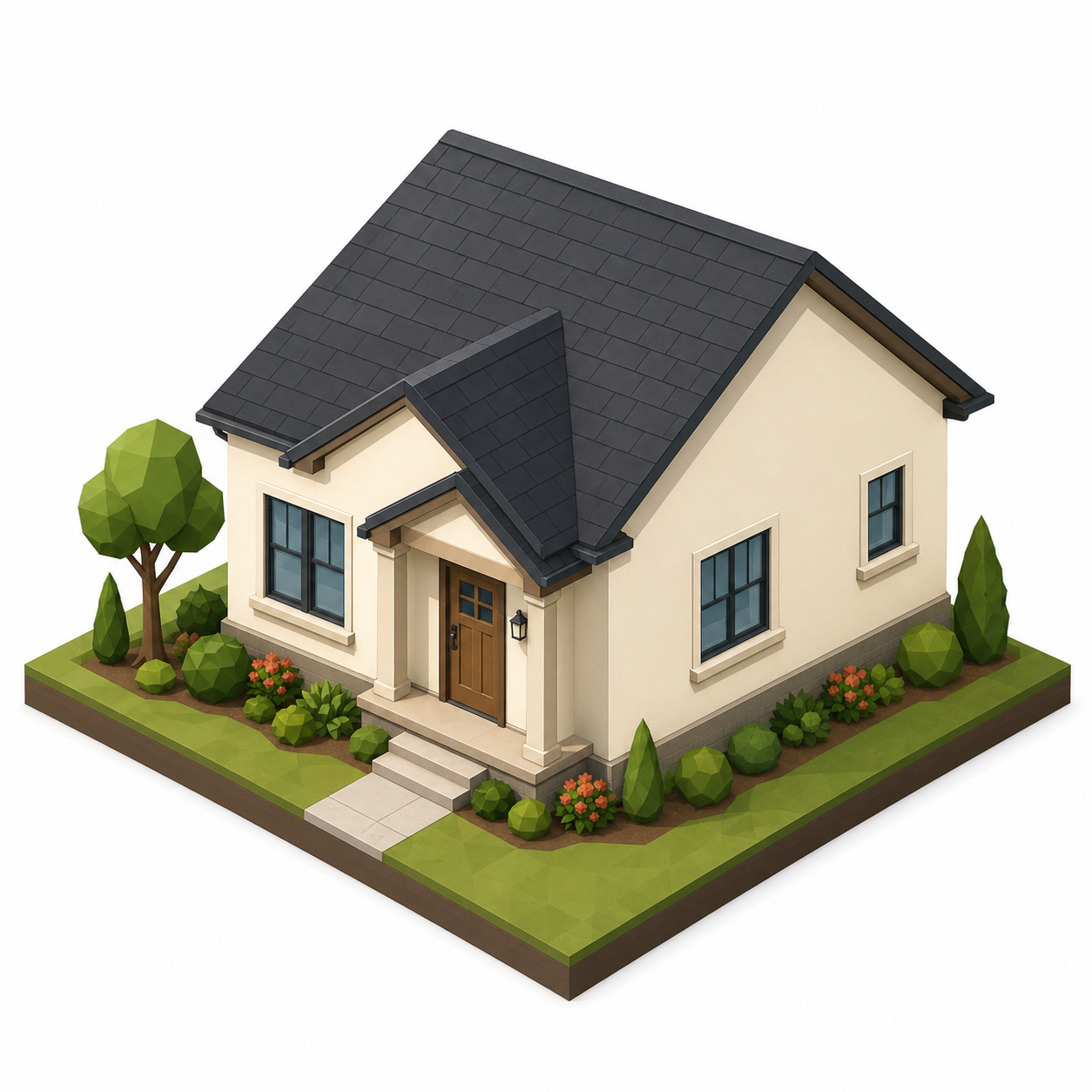 Isometric residential property exterior visual