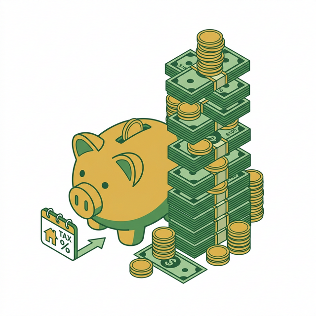 Isometric illustration of savings and money