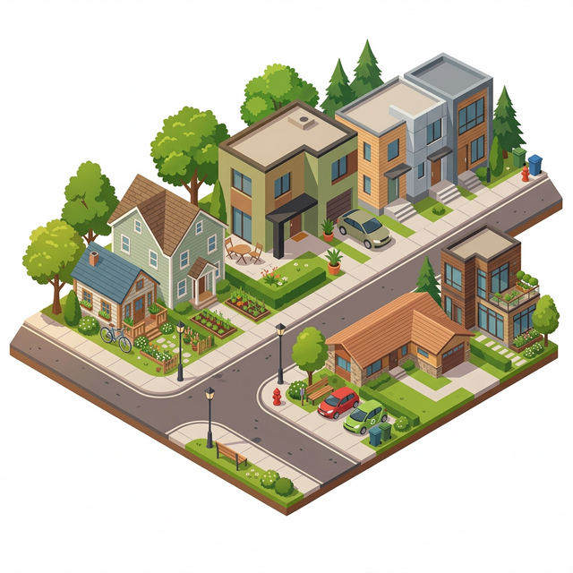 Isometric neighborhood with rental properties